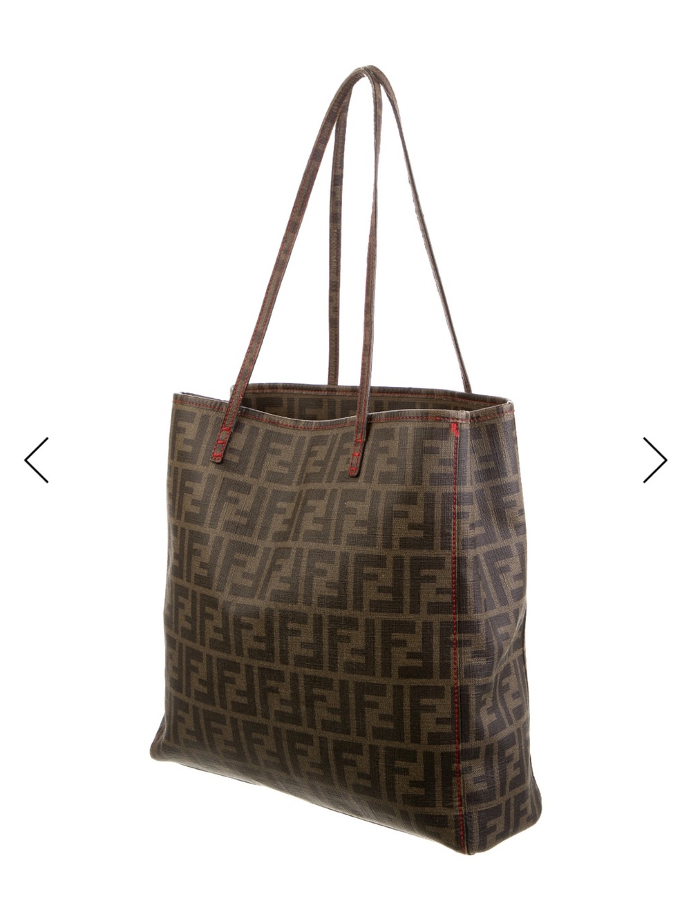 Fendi Brown Monogram Zucca Canvas Tote with Slim Shoulder Straps